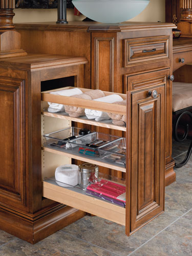 Soft-Close Organizer with Wood Adjustable Shelves and Bins for Bathroom&amp;Vanity