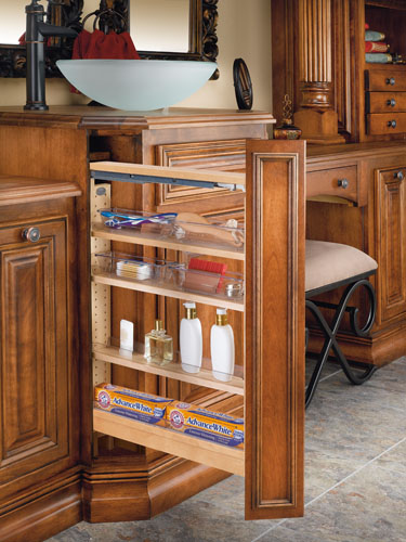 Filler Pullout Soft-Close Organizer with Wood Adjustable Shelves and Bins